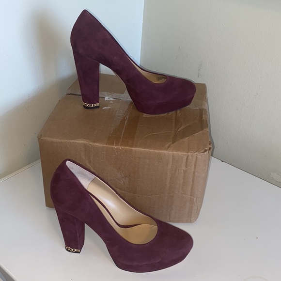 Michael Kors Paloma Heel Pump Burgundy Suede, Womens Size 10 M - Picture 1 of 12